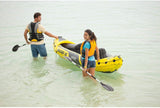 Explorer K2 Yellow 2 Person Inflatable Kayak with Aluminum Oars & Air Pump