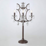 Vintage 19th C. Rococo Iron & Crystal Table Lamp Rustic Iron Oil Rubbed Bronze Finish