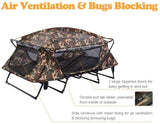 Double Tent Cot Folding Portable Waterproof Camping Hiking Bed for 2 Person with Rain Fly Bag