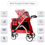 Multi-Purpose Folding Single Stroller Wagon with Deep Carriage, Zipper Doors, Removable & Reversible Canopy, Seat (Chariot Mini Black)