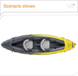 Kayak Inflatable Thick, Wear-Resistant Fishing Boat, Fast Canoe, 2 Persons