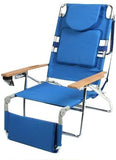 Padded 3 in 1 Lay Flat Aluminum Beach Chair Lounger Recliner with Drink Holder, Side Tray