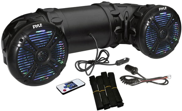 Pyle Marine ATV Powered Speakers – 4.0 Wireless Bluetooth, 800 Watt, Color Changing LED Lights, IP44 Waterproof, 6.5“ Dual Audio Sound System for UTV, Golf Carts, Jetski and Snowmobile – PLATV65BT