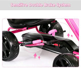Pedal Go Kart, 4 Wheel Ride On Toy with Ergonomic Adjustable Seat, Handbrake, EVA Rubber Wheel, Pedal Powered Car for Boys and Girls (Pink)