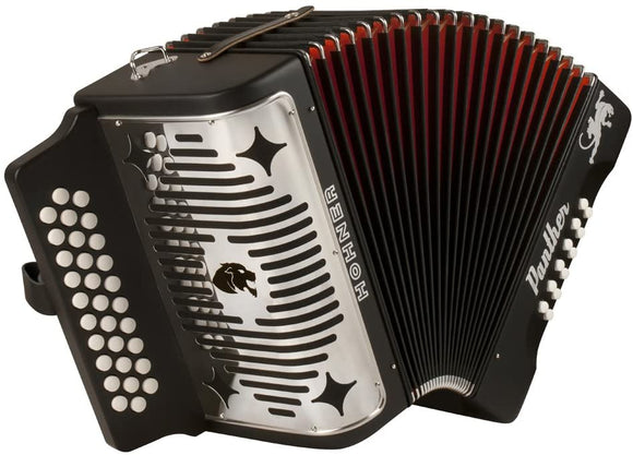 Hohner Panther G/C/F 3-Row Diatonic Accordion – Black