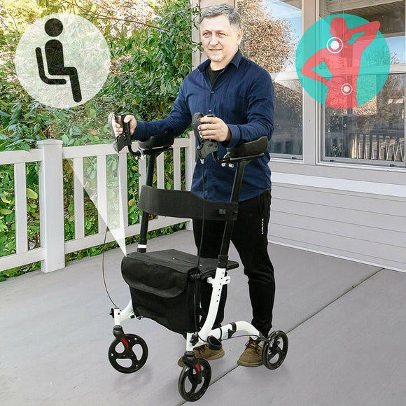 BEST 2021 Combo Standing Upright Rollator Walker With Seat