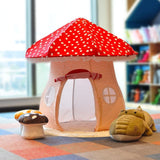 Mushroom Home Cotton Canvas Play Tent, Red/Tan