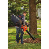 BLACK+DECKER 250 MPH 400 CFM 12 Amp 3-in-1 Corded Electric Backpack Leaf Blower/Vac/Mulcher