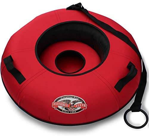 Flexible Flyer Heavy-Duty Commercial Snow Tube. Hard Plastic Bottom Inflatable Adult Sled