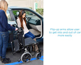 Lightweight Transport Chair with Locking Hand Brakes, 12” Rear Wheels, Removable & Flip Up Arms for Easy Transfer, Anti-Tippers Included, Black