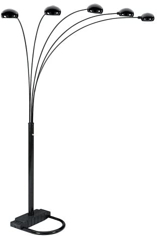 International 6962BK 5 Arm Arch Floor Lamp, Black