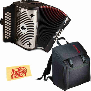 Hohner Panther Diatonic Accordion – Keys G/C/F Bundle with Gig Bag and Austin Bazaar Polishing Cloth