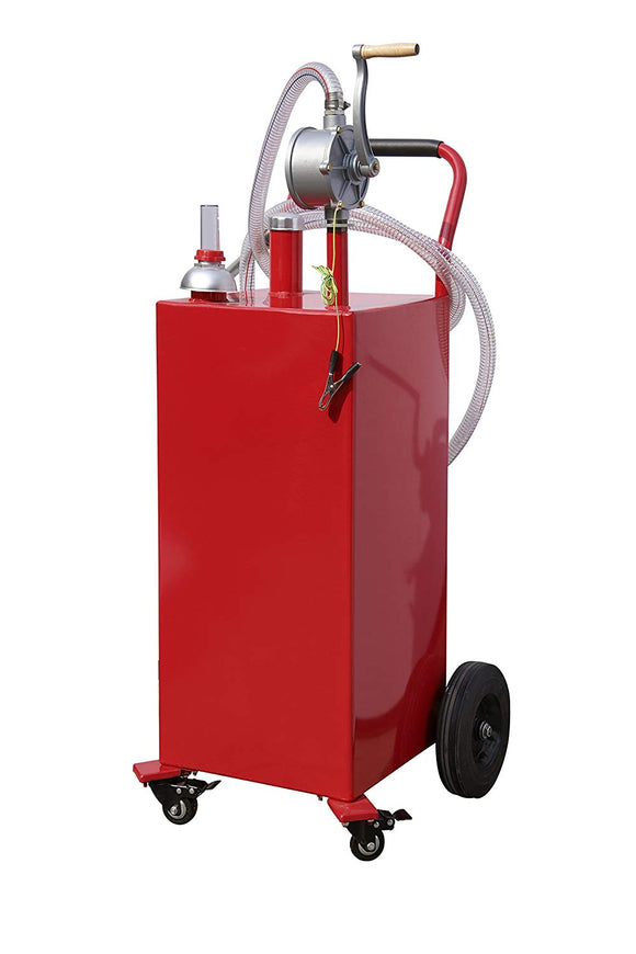 Arksen 35-Gallon Gas Caddy Fuel Tank Portable Storage Transfer Gasoline with Pump 35-Gallons Capacity, Red