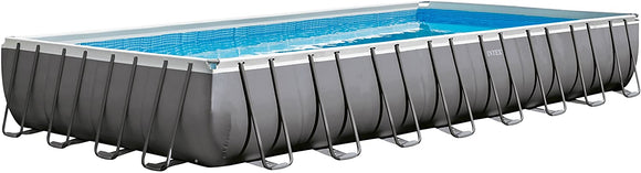 32ft X 16ft X 52in Ultra Frame Rectangular Pool Set with Sand Filter Pump, Ladder, Ground Cloth and Pool Cover