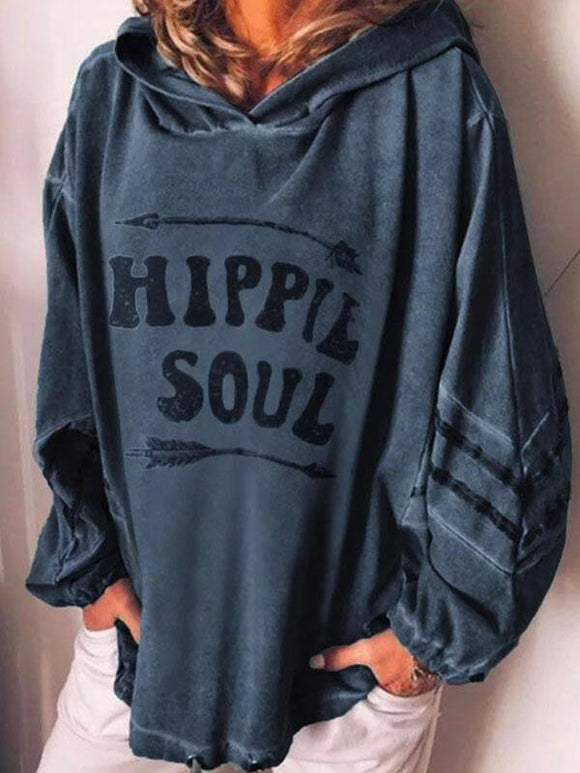 Print Long Sleeves Hoodie