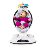 4moms mamaRoo 4 Baby Swing | Bluetooth Baby Rocker with 5 Unique Motions | Soft, Plush Fabric | Silver Plush