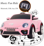 12V Kids Electric Ride on Cars Battery Powered Motorized Vehicles, Remote Control, Music, Bluetooth, Suspension, Double Door, Pink