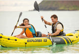 Explorer K2 Yellow 2 Person Inflatable Kayak with Aluminum Oars & Air Pump