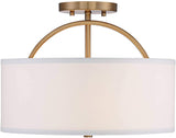 Halsted Modern Ceiling Light Semi Flush Mount Fixture Warm Brass 15" Wide White Linen Drum Shade for Bedroom Kitchen Living Room Hallway Bathroom – Possini Euro Design