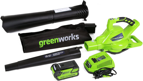 40V 185 MPH Variable Speed Cordless Leaf Blower/Vacuum, 4.0Ah Battery and Charger Included 24322