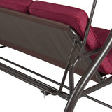 3-Seat Converting Outdoor Patio Canopy Swing Hammock – Burgundy