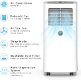 8,000 BTU Small Portable Air Conditioner 3-in-1 Floor AC Unit with 2 Fan Speeds, Remote Control and Digital LED Display, Cover up to 200 Sq. Ft, White