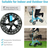 Double Steel Tube Walking Aids Scooter w/Shopping Basket, Dual Brake Medical Steerable Folding Knee Walker, Turning Brake Knee Bike, Great for Injury Sportman Leg Surgery, Blue