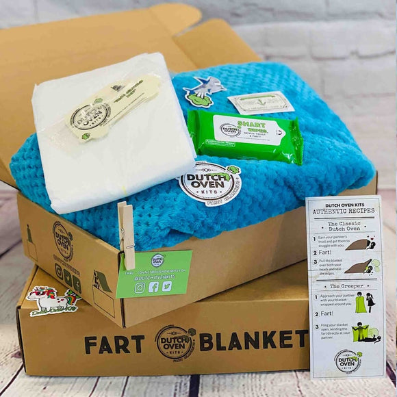 Deluxe Fart Blanket Gift Box by Dutch Oven Kits | A Funny Care Package Present for Birthday, Housewarming, Christmas, Wedding or Anniversary