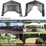 10 x 20-Feet Heavy Duty Carport Portable Garage Enclosed Car Canopy Outdoor Instant Shelter Party Tent with Sidewalls for Auto and Boat Storage, Waterproof and UV-Treated, Grey Peak Top Style