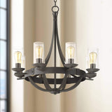 Sperry Industrial Bronze Chandelier 28" Wide Rustic Farmhouse Cylinder Scavo Glass 8-Light Fixture for Dining Room House Foyer Kitchen Island Entryway Bedroom Living Room – Franklin Iron Works
