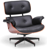 Modern Lounge Chair with Ottoman, High Grade Leather Lounges Chrome Base Support Chairs for Living Room