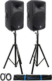 C200 10" 2-Way Passive SR PA Speakers+ 2) Stands +2) Cables +Carry Case