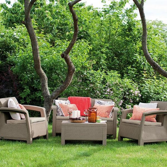 Corfu Set Sand Colour Sofa Set + FREE DELIVERY