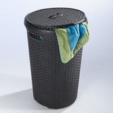 Rattan Style Round Hamper 48L