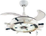 Modern LED Ceiling Light Nordic Cool Light Nautical Style Anchor Hanging Ceiling Fan with Invisible Blade Flushmount Pendant Light in White Finish for Living Room Kid's Bedroom Children's Room