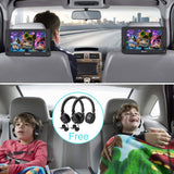 10.1" Dual Screen Portable DVD Player for Car, Headrest Video Player with Headphones, 5-Hour Rechargeable Battery and Last Memory