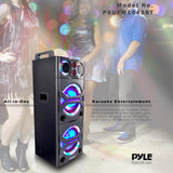 Portable Bluetooth PA Speaker System – 2000W Active powered Outdoor Bluetooth Speaker Portable PA System w/ Microphone In, Party Lights, USB SD Card Reader, AUX/RCA/FM Radio, Wheels