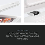 3.5 Cubic Feet Chest Freezer – Top Door Deep Freezer with Manual Defrost and Easy Access Defrost Drain – Home and Office Food Storage with Removable Shelf Basket and Adjustable Thermostat