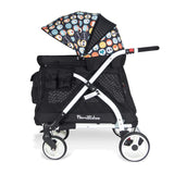 Multi-Purpose Folding Single Stroller Wagon with Deep Carriage, Zipper Doors, Removable & Reversible Canopy, Seat (Chariot Mini Black)