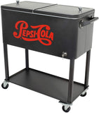 PS-206-PEPSI-AM 80 Quart Portable Rolling Patio Cooler, Matte Graphite