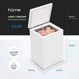 3.5 Cubic Feet Chest Freezer – Top Door Deep Freezer with Manual Defrost and Easy Access Defrost Drain – Home and Office Food Storage with Removable Shelf Basket and Adjustable Thermostat