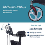 Upright Walker, Stand Up Folding Rollator Walker with 10” Front Wheels, Padded Armrests, Seat and Backrest for Seniors and Adults, Color: Carbon Fiber Black