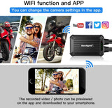 B1M Motorcycle Dash Cam No Screen Safe Driving 135°Wide Angle IP67 Waterproof Front and Rear Motor Drive Recorder 1080P GPS Optional Support Max 128GB G-Sensor WDR Loop Recording WiFi