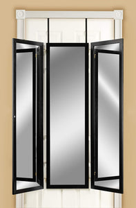 Mirrotek 3VU1448BK Triple View Professional Over The Door Dressing Mirror with 4 Mirrors Black