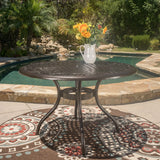 Phoenix Cast Aluminum Round Table, Hammered Bronze