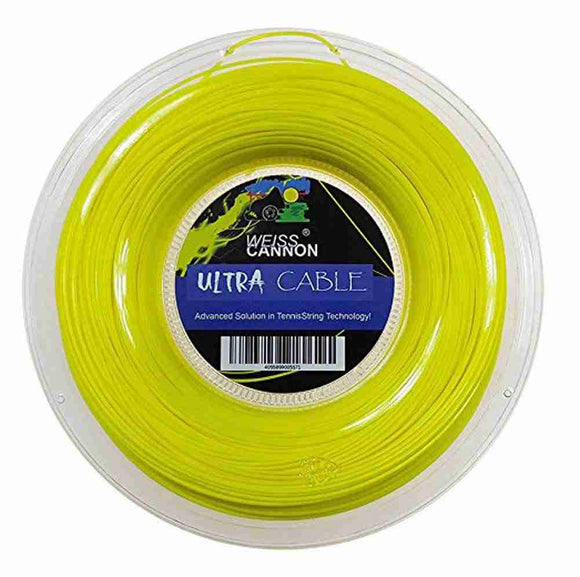 Weiss Cannon Ultra Cable Tennis String – 17L/123mm neon Yellow – 660ft – 200m Reel