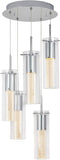 OME64B-HD2 Essence Spiral 5-Pendants Indoor Light Fixture with Integrated Led with Premium Glass and Dimmable, Chrome Finish