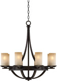 Sperry Industrial Bronze Chandelier 28" Wide Rustic Farmhouse Cylinder Scavo Glass 8-Light Fixture for Dining Room House Foyer Kitchen Island Entryway Bedroom Living Room – Franklin Iron Works