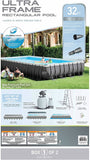 32ft X 16ft X 52in Ultra Frame Rectangular Pool Set with Sand Filter Pump, Ladder, Ground Cloth and Pool Cover