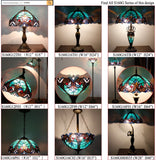 Stained Glass Lamp 3 Light W16 H24 Inch Tiffany Style Green Liaison Table Night Light for Living Room Bedroom Antique Dresser Coffee Table Beside Bookcase S160G